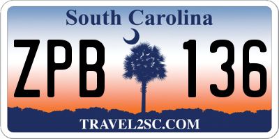SC license plate ZPB136