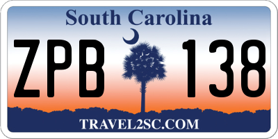 SC license plate ZPB138