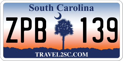 SC license plate ZPB139