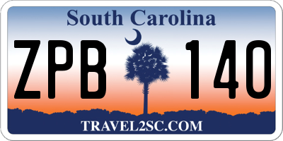 SC license plate ZPB140