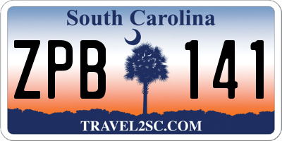 SC license plate ZPB141