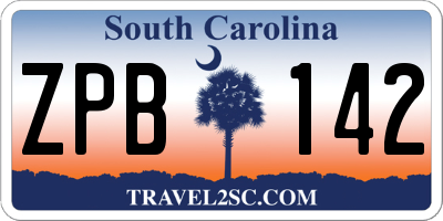 SC license plate ZPB142