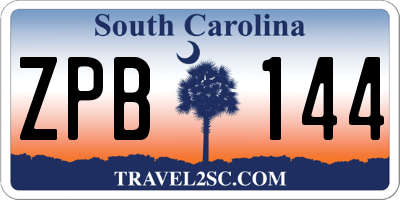 SC license plate ZPB144