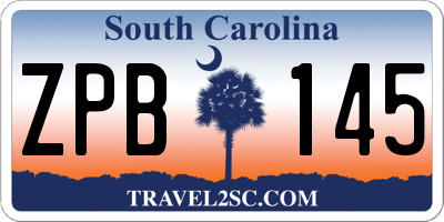 SC license plate ZPB145