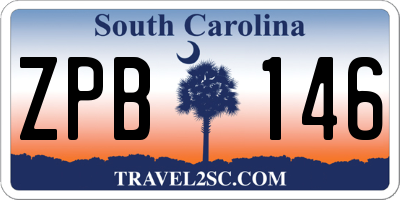 SC license plate ZPB146