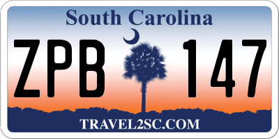SC license plate ZPB147