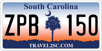 SC license plate ZPB150