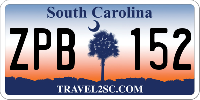 SC license plate ZPB152