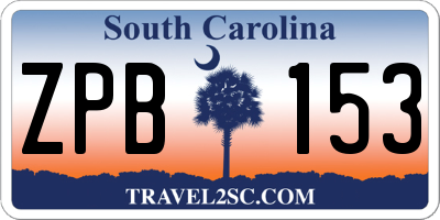SC license plate ZPB153