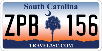 SC license plate ZPB156