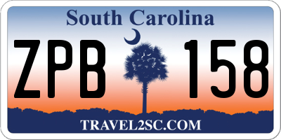 SC license plate ZPB158