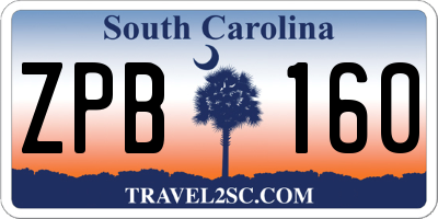 SC license plate ZPB160