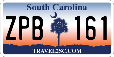 SC license plate ZPB161