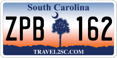 SC license plate ZPB162