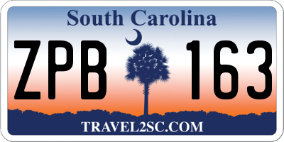 SC license plate ZPB163