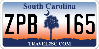 SC license plate ZPB165