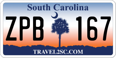 SC license plate ZPB167
