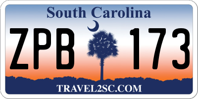 SC license plate ZPB173