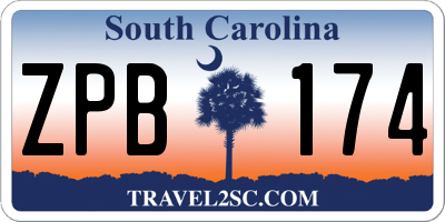 SC license plate ZPB174