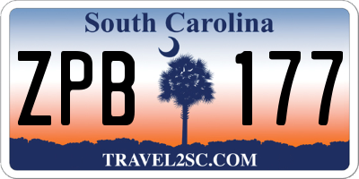 SC license plate ZPB177