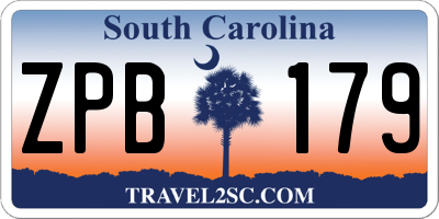 SC license plate ZPB179