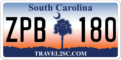 SC license plate ZPB180