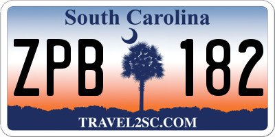 SC license plate ZPB182