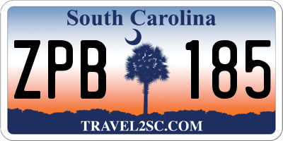 SC license plate ZPB185