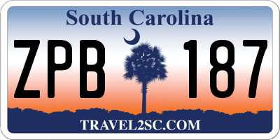 SC license plate ZPB187
