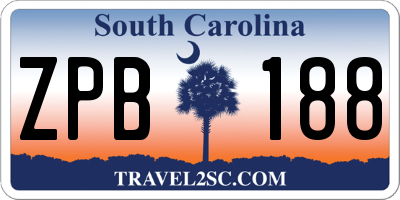 SC license plate ZPB188