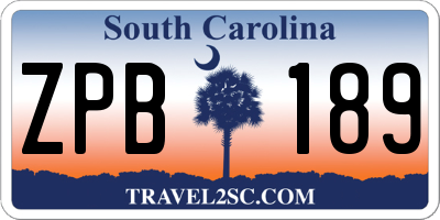 SC license plate ZPB189