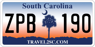 SC license plate ZPB190
