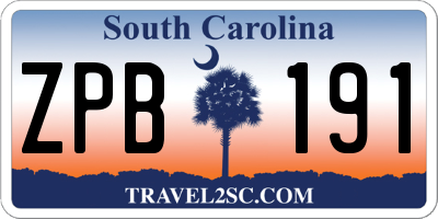 SC license plate ZPB191