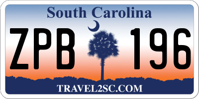 SC license plate ZPB196