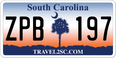 SC license plate ZPB197