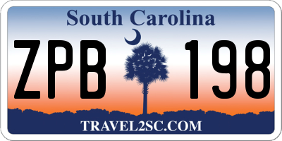 SC license plate ZPB198