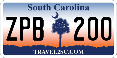SC license plate ZPB200
