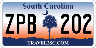 SC license plate ZPB202