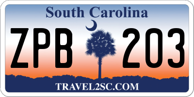 SC license plate ZPB203