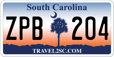 SC license plate ZPB204
