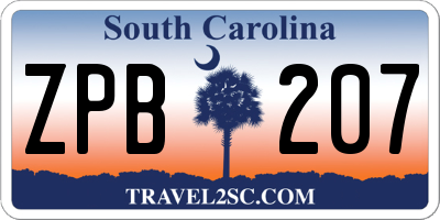 SC license plate ZPB207