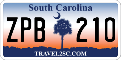 SC license plate ZPB210
