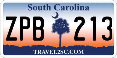 SC license plate ZPB213