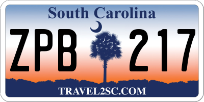 SC license plate ZPB217