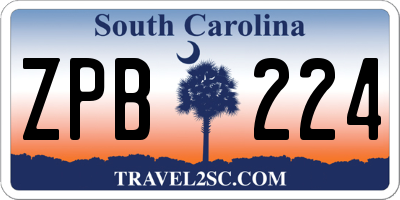 SC license plate ZPB224