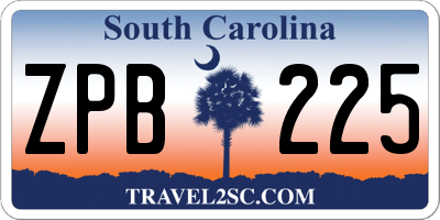 SC license plate ZPB225
