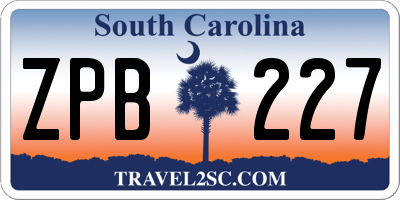 SC license plate ZPB227