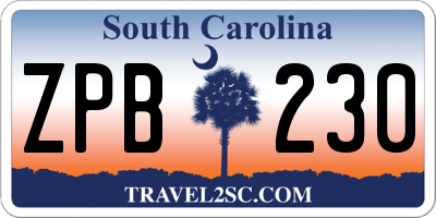 SC license plate ZPB230