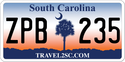 SC license plate ZPB235