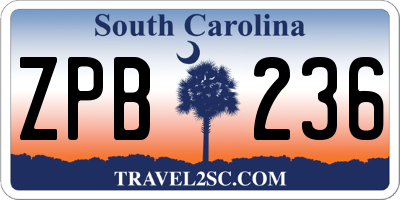 SC license plate ZPB236